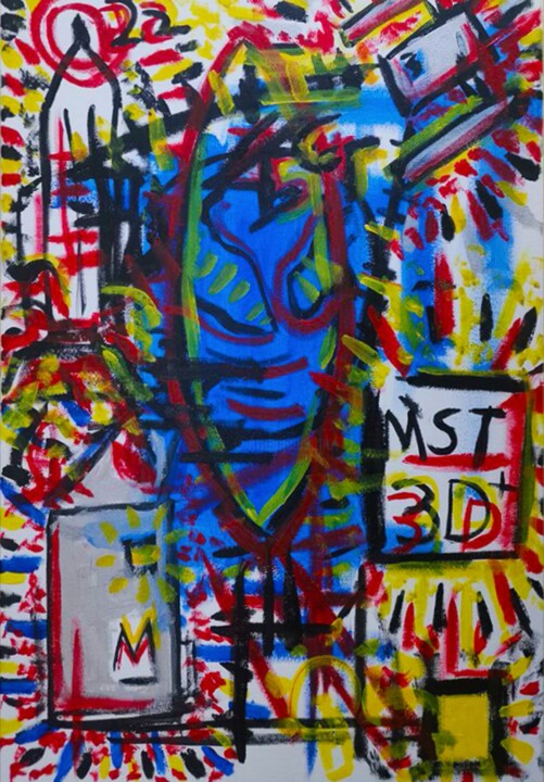 Malerei mit dem Titel "MST.3D" von Faris Rozlin, Original-Kunstwerk, Acryl