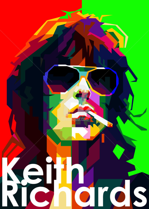 Digital Arts titled "Keith Richards Pop…" by Fariza Abdurrazaq, Original Artwork, Digital Print