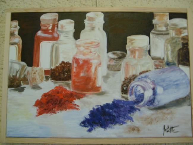 Painting titled "les pigments" by Arlette Faure, Original Artwork, Oil