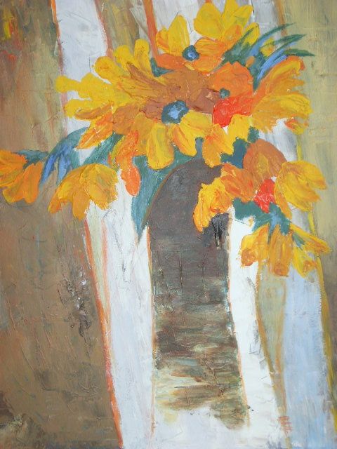 Pintura intitulada "fleurs" por Arlette Faure, Obras de arte originais, Óleo