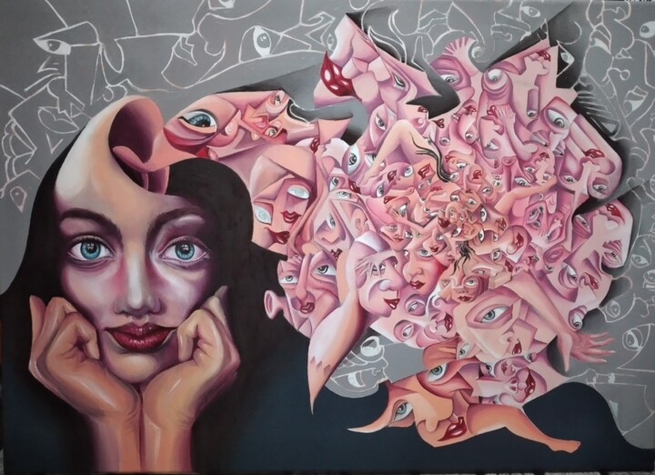 Peinture intitulée "Mind" par Farnood Forghani, Œuvre d'art originale, Huile
