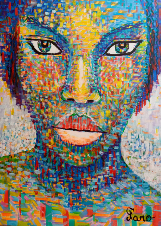 Peinture intitulée "wajaha" par Faro, Œuvre d'art originale, Acrylique