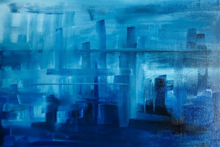 Malerei mit dem Titel "City" von Ela Vichi, Original-Kunstwerk, Öl