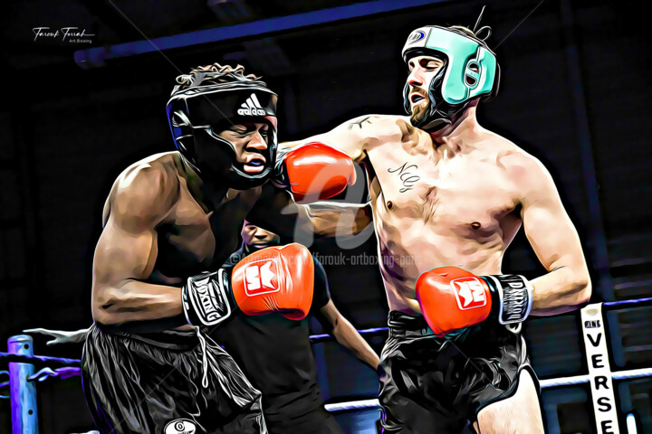 Photographie intitulée "Combat de boxe 6" par Farouk Ferrah, Œuvre d'art originale, Photographie manipulée
