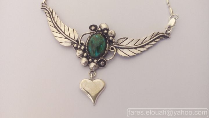 Handwerk mit dem Titel "Charm silver neckla…" von Fares El Ouafi, Original-Kunstwerk, Schmuck