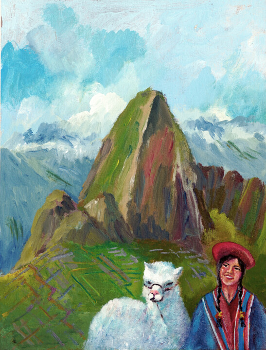 Malerei mit dem Titel "Machu Picchu - Peru" von Faruk Köksal, Original-Kunstwerk, Acryl