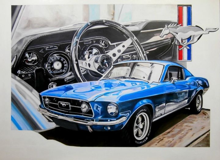 Malerei mit dem Titel "MUSTANG 67 .jpg" von Off Olivier Fasquel, Original-Kunstwerk, Acryl