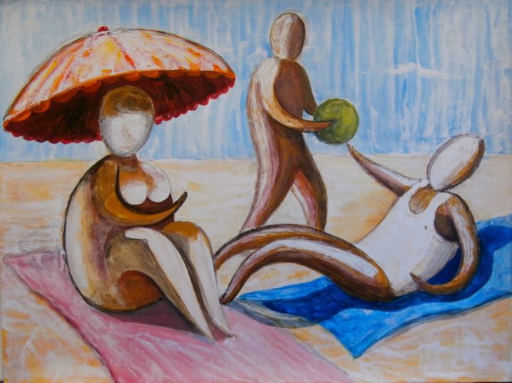 Peinture intitulée "la plage" par Off Olivier Fasquel, Œuvre d'art originale