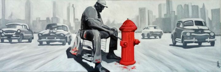 Painting titled "The painter" by Off Olivier Fasquel, Original Artwork, Acrylic Mounted on Wood Stretcher frame