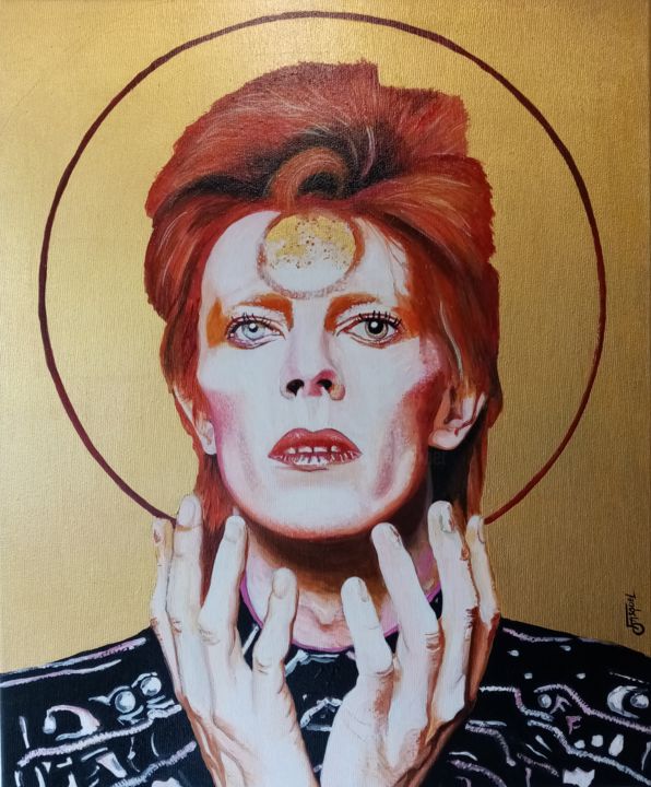 Pittura intitolato "Icone Bowie" da Off Olivier Fasquel, Opera d'arte originale, Acrilico