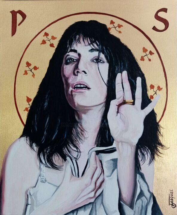 Painting titled "PATTI SMITH" by Off Olivier Fasquel, Original Artwork, Acrylic