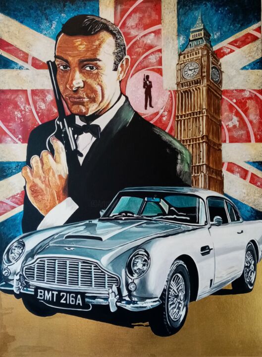 Painting titled "DB5" by Off Olivier Fasquel, Original Artwork, Acrylic Mounted on Wood Stretcher frame