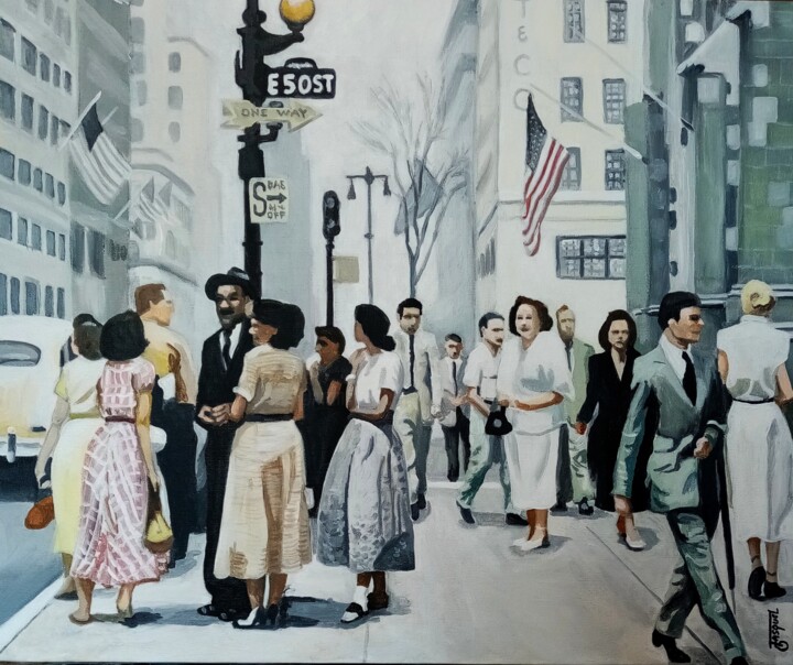 Peinture intitulée "rue de New York" par Off Olivier Fasquel, Œuvre d'art originale, Acrylique