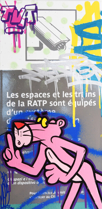 Peinture intitulée "Pink Panthère" par Fat, Œuvre d'art originale, Acrylique Monté sur Aluminium