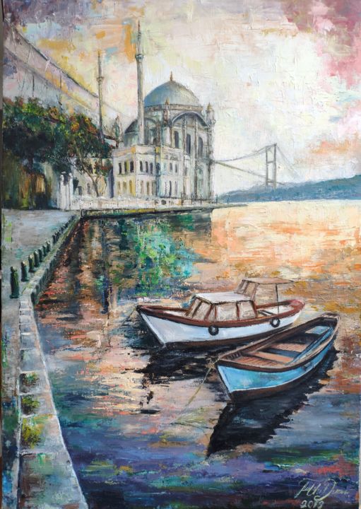 Painting titled "İstanbul" by Fatih Duran, Original Artwork, Oil