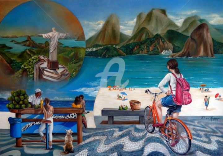 Painting titled "Rio 40°" by Fatima Marques, Original Artwork, Oil