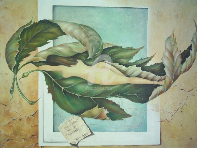 Ζωγραφική με τίτλο "Un instant pour ton…" από Fatima Marques, Αυθεντικά έργα τέχνης, Λάδι Τοποθετήθηκε στο Ξύλινο πάνελ