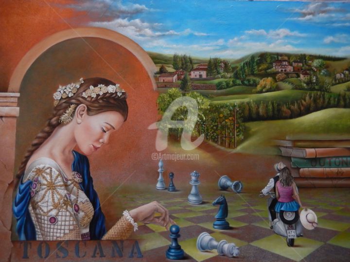 Malerei mit dem Titel "Toscana" von Fatima Marques, Original-Kunstwerk, Öl