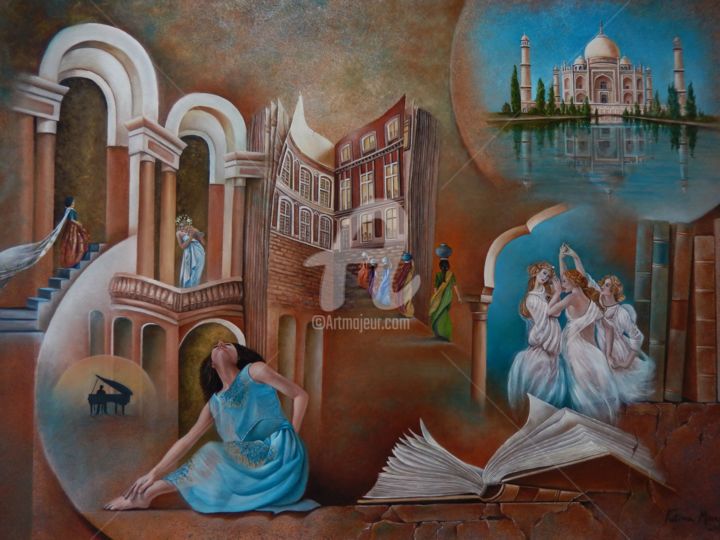 Pittura intitolato "Encantamento" da Fatima Marques, Opera d'arte originale, Olio