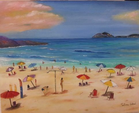 Peinture intitulée "dia-de-sol-arpoador…" par Fatima Cabral, Œuvre d'art originale