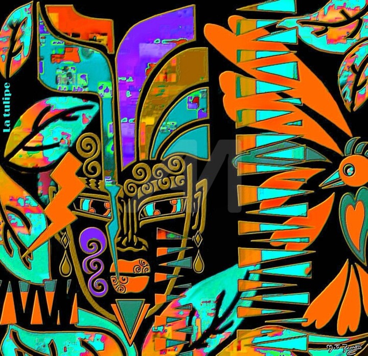 Arts numériques intitulée "Maharaja Turquoise" par La Tulipe, Œuvre d'art originale,