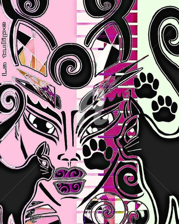 Arts numériques intitulée "Cats Painters" par La Tulipe, Œuvre d'art originale,