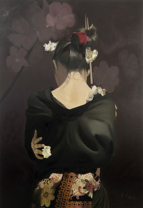 Peinture intitulée "Japonesa" par Fausti Adan, Œuvre d'art originale, Huile