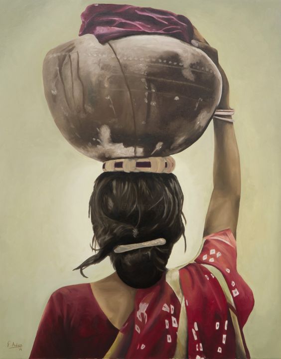 Peinture intitulée "India" par Fausti Adan, Œuvre d'art originale