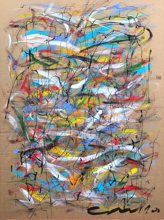 Peinture intitulée "Floating Colors #3" par Fausto Carosella, Œuvre d'art originale, Acrylique