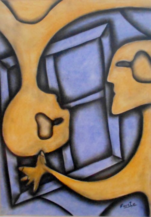 Painting titled "A relacao" by Fausto Cardoso, Original Artwork, Pastel