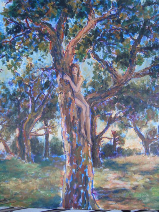 Painting titled "the tree girl" by Fauve En Provence, Original Artwork, Other