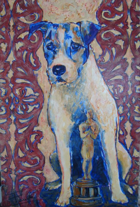 Malerei mit dem Titel "Huggie dog" von Fauve En Provence, Original-Kunstwerk