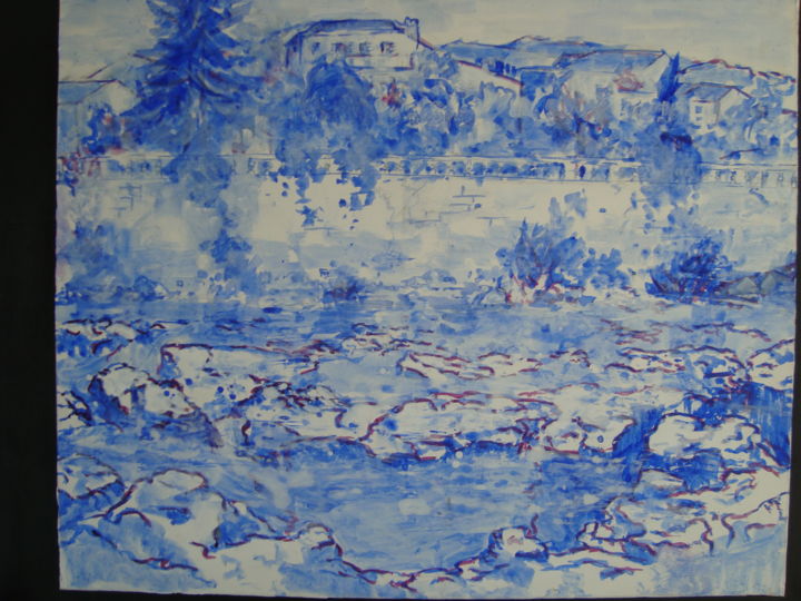 Pintura intitulada "étude au bleu" por Fauve En Provence, Obras de arte originais, Outro