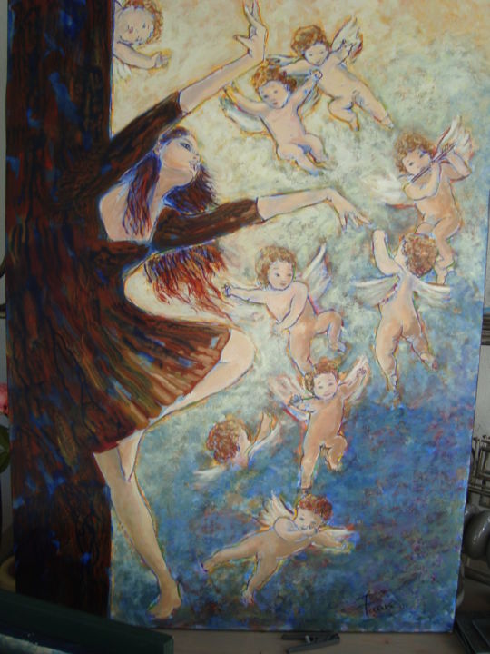 Pittura intitolato "danse avec les anges" da Fauve En Provence, Opera d'arte originale, Altro
