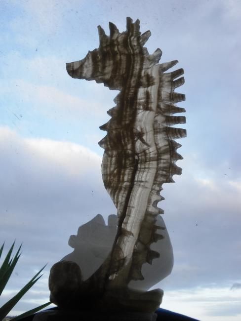 Escultura intitulada "cavalo marinho list…" por Manuel Jose Perestrelo De Favila Vieira, Obras de arte originais, Pedra