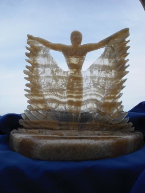 Sculpture titled "MOON ANGEL" by Manuel Jose Perestrelo De Favila Vieira, Original Artwork, Stone