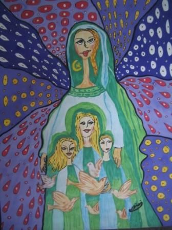 Painting titled "maternité" by Fawzia Menaouer, Original Artwork