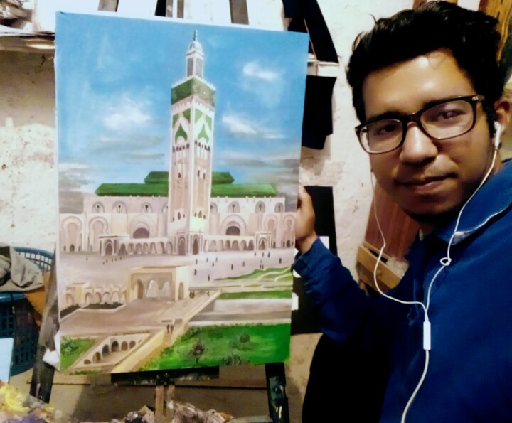 Peinture intitulée "Mosquée" par Faycal Er-Ryhani, Œuvre d'art originale, Pigments