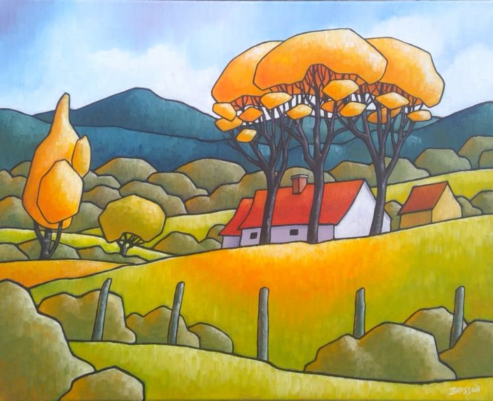 Painting titled "automne" by François Brisson, Original Art, Oil