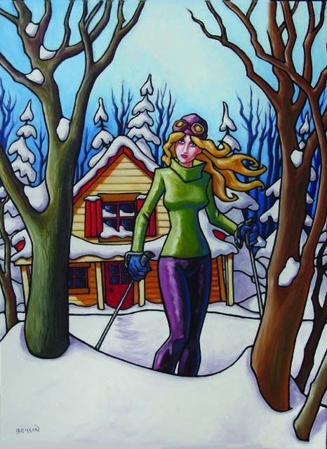 Peinture intitulée "Sortie hivernale" par François Brisson, Œuvre d'art originale