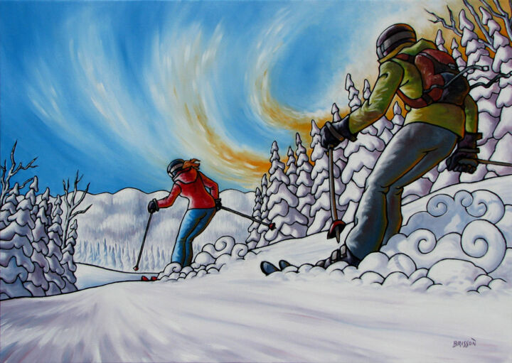 Peinture intitulée "danse-sur-skis.jpg" par François Brisson, Œuvre d'art originale, Huile