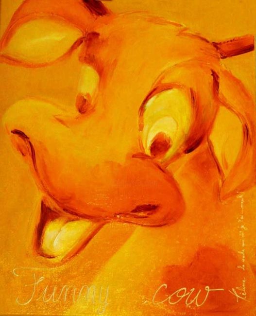 Peinture intitulée "funny cow" par Fcéline, Œuvre d'art originale, Autre
