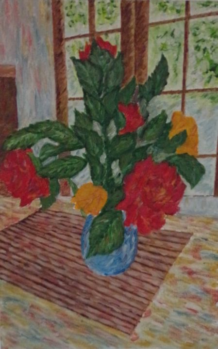 Peinture intitulée "fleurs.jpg" par Freddy Robin, Œuvre d'art originale, Huile