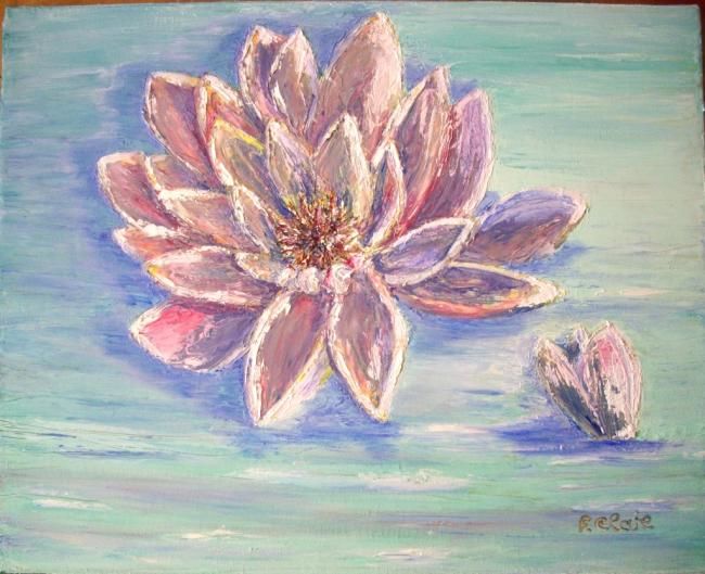 Painting titled "Lotus" by F. Claire, Original Artwork, Oil