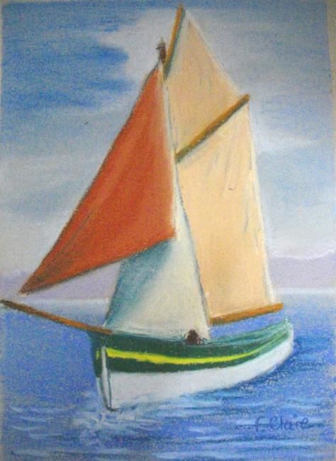 Painting titled "Voiles" by F. Claire, Original Artwork, Oil