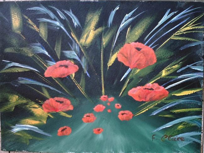 Painting titled "Coquelicots" by F. Claire, Original Artwork, Oil