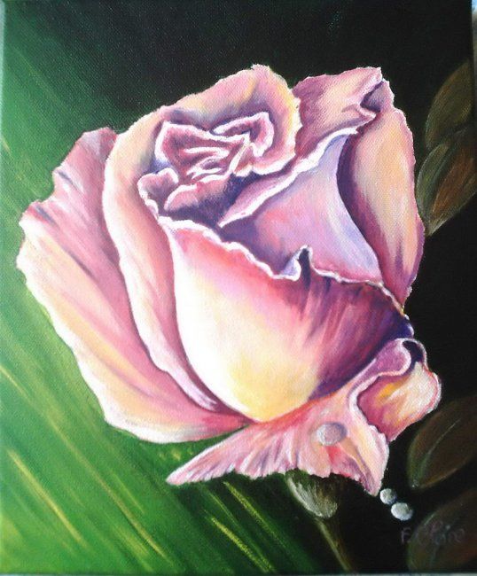Painting titled "Larmes de rose" by F. Claire, Original Artwork