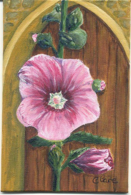 Peinture intitulée "Porte fleurie" par F. Claire, Œuvre d'art originale, Huile