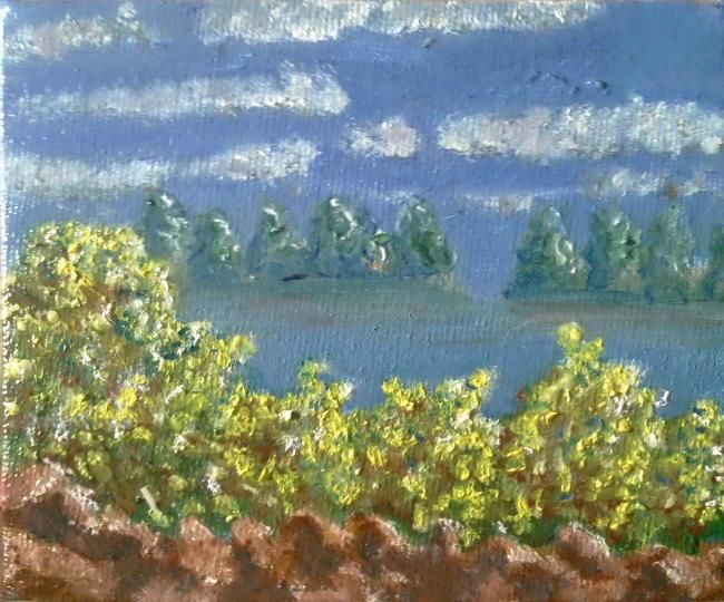 Painting titled "Chemin breton" by F. Claire, Original Artwork, Oil