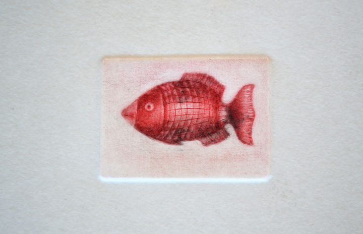印花与版画 标题为“Petit poisson rouge” 由François Crinel, 原创艺术品, 雕刻